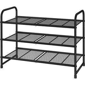 3-Tier Stackable Shoe Rack, Expandable & Adjustable Shoe Shelf Storage Organizer